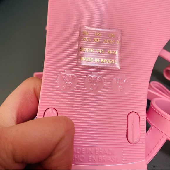 Stuart Weitzman Felicity Bow Jelly Sandals In Pink Size 38.5 / 8 - Picture 10 of 11